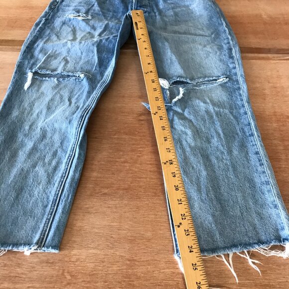Grlfrnd The Karolina Straight Crop Jeans Women 31 Blue High Rise Distressed - Picture 8 of 15